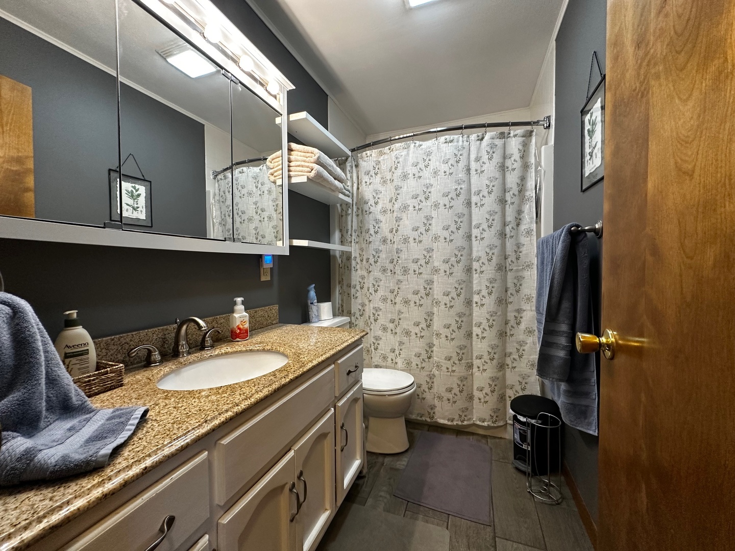 4100 416 North Clinton, IL 61727 - Photo 22 of 33 a bathroom with a granite countertop sink mirror vanity and toilet