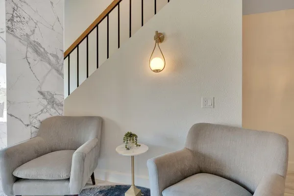 a living room with furniture