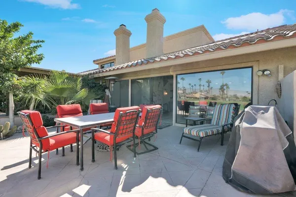 a outdoor view with a sitting space