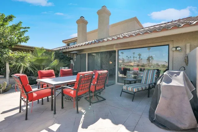 a outdoor view with a sitting space