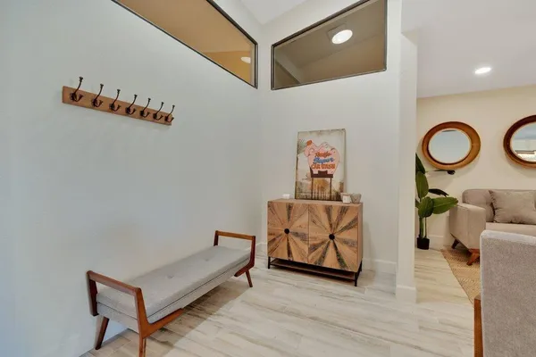 a living room with furniture