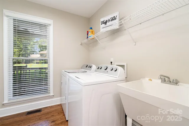 a utility room with dryer and washer