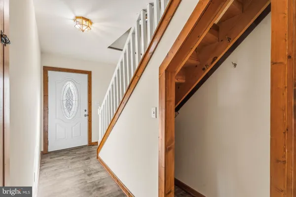 a view of hallway with stairs