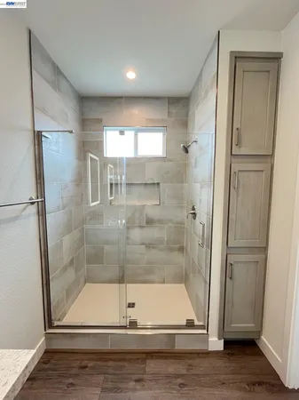 a bathroom with a shower