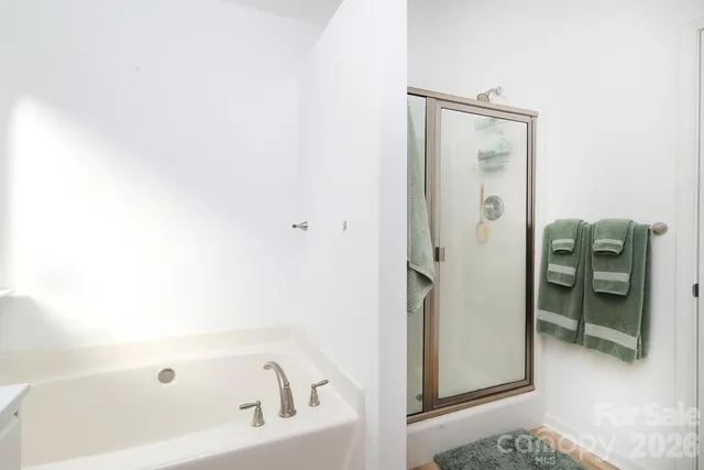 a bathroom with a bathtub