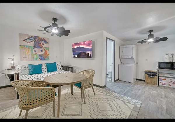 a living room with furniture