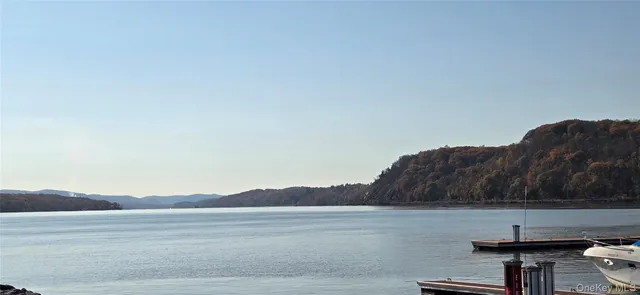 a view of a lake with a mountain view