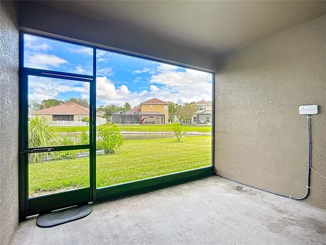 a view of a lake with a outdoor space