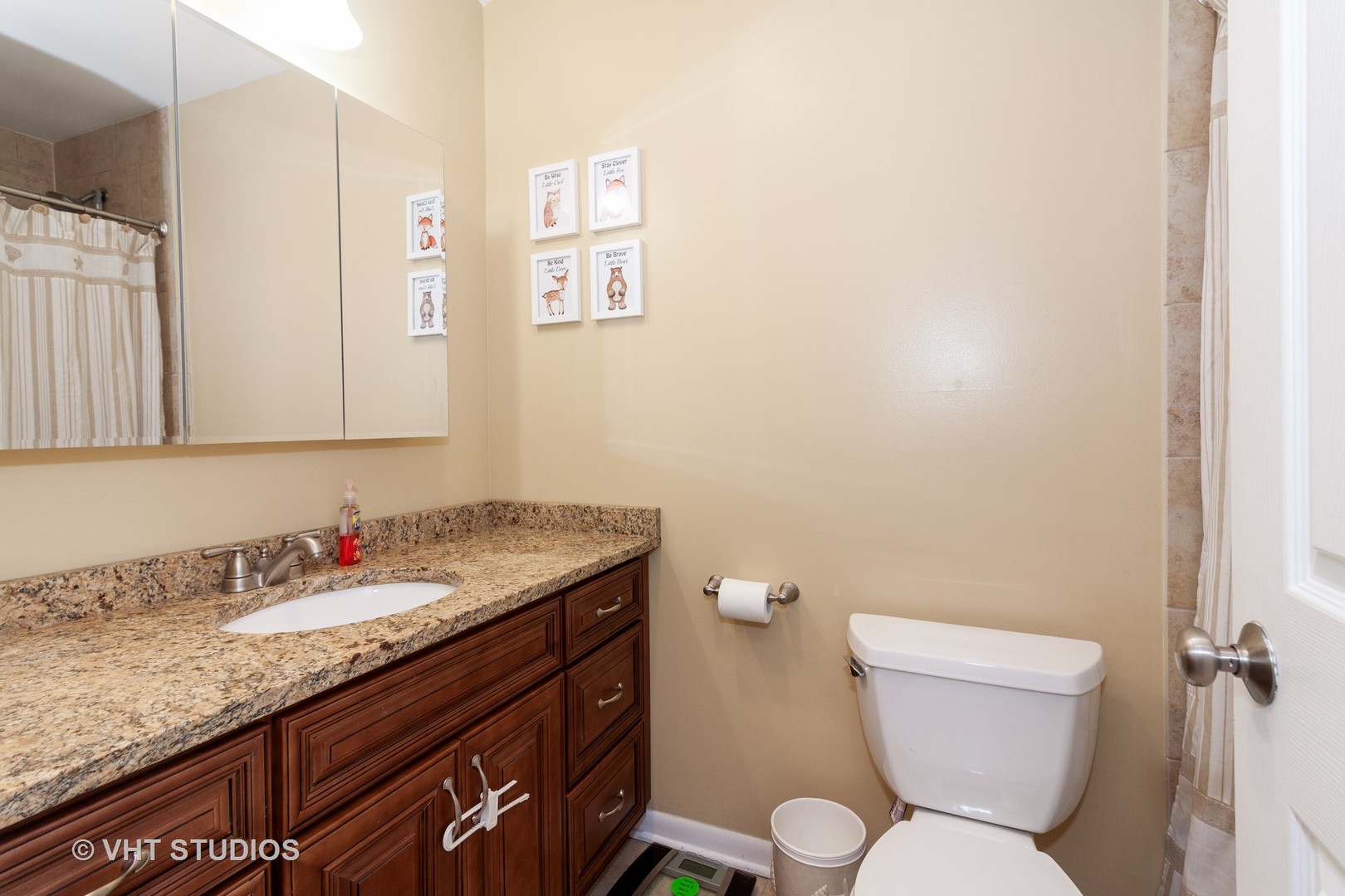 1210 Hemlock Lane Mount Prospect, IL 60056 - Photo 14 of 27 a bathroom with a granite countertop toilet sink and mirror
