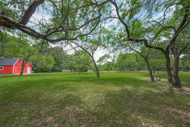 a view of field with trees in the background