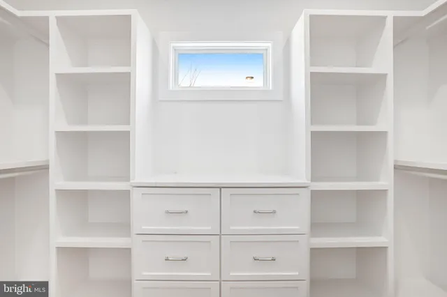 a view of an empty walk in closet