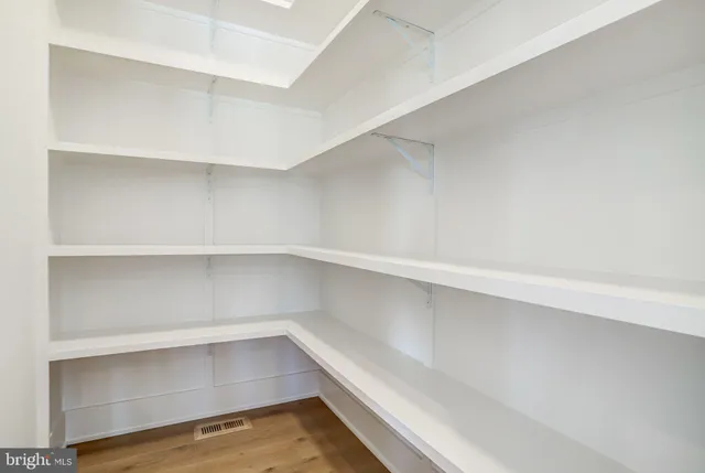 a view of an empty walk in closet