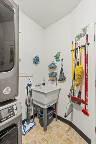 a view of backyard with seating area and green space