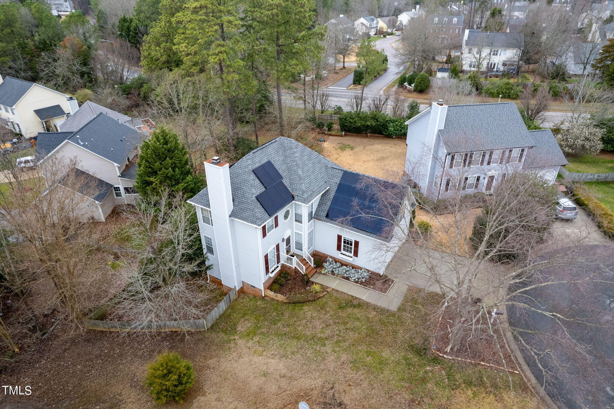 112 Riva Trace Drive Cary, NC 27513 - Photo 25 of 29 an aerial view of a house with yard and parking space