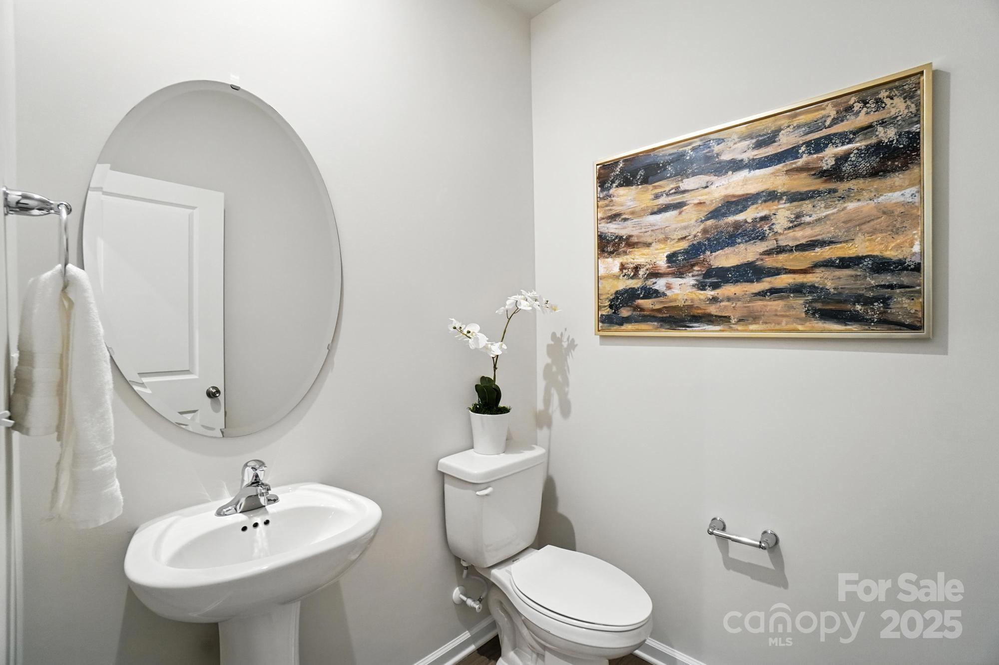 1217 Roscoe Court Monroe, NC 28112 - Photo 18 of 46 a bathroom with a toilet a sink and mirror