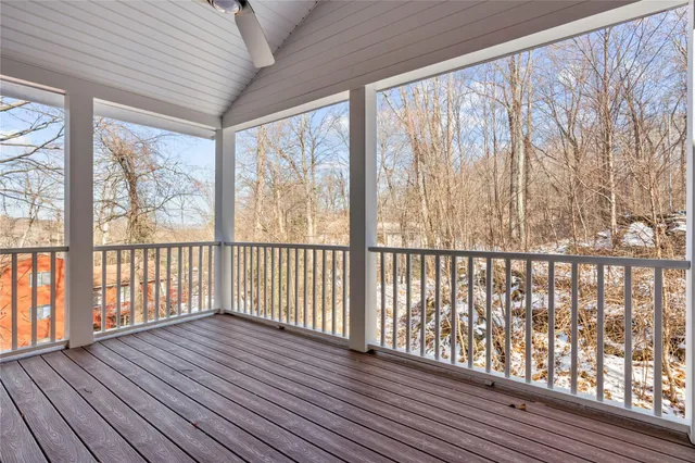 a view of wooden balcony