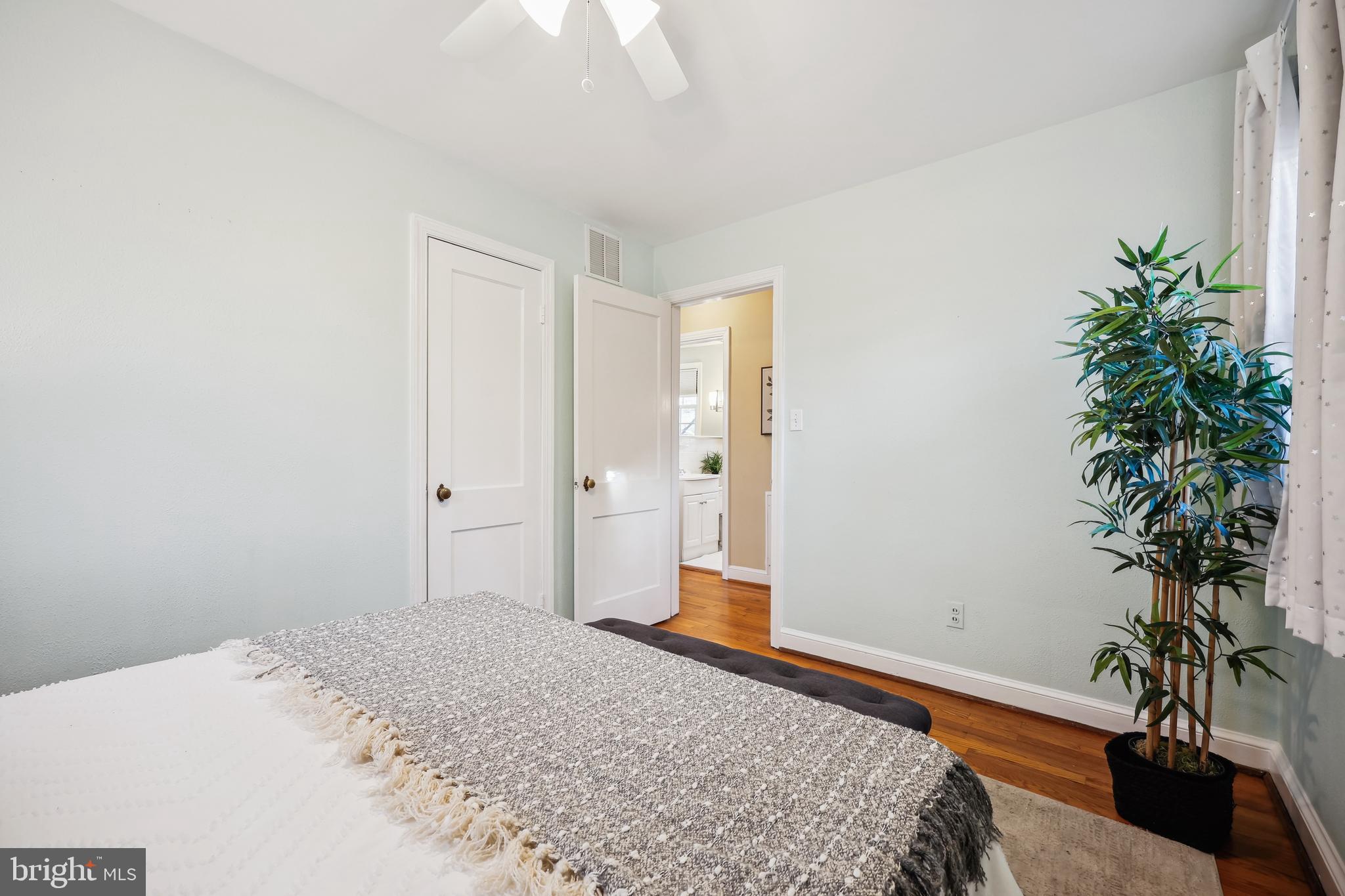 10121 Markham Street Silver Spring, MD 20901 - Photo 34 of 80 a bedroom with a bed and a potted plant