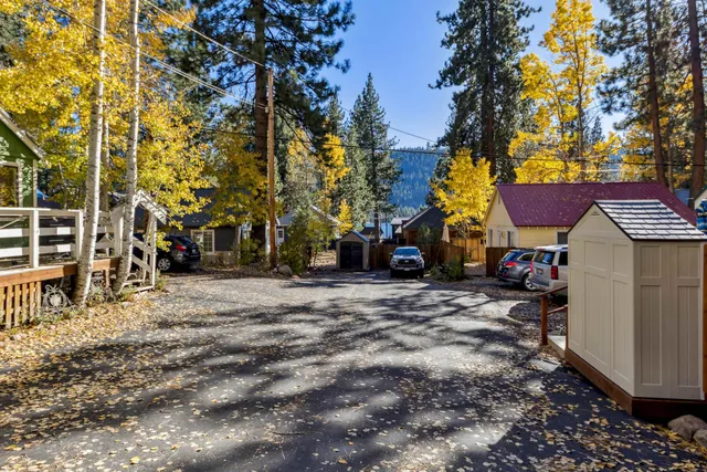 a view of road and trees