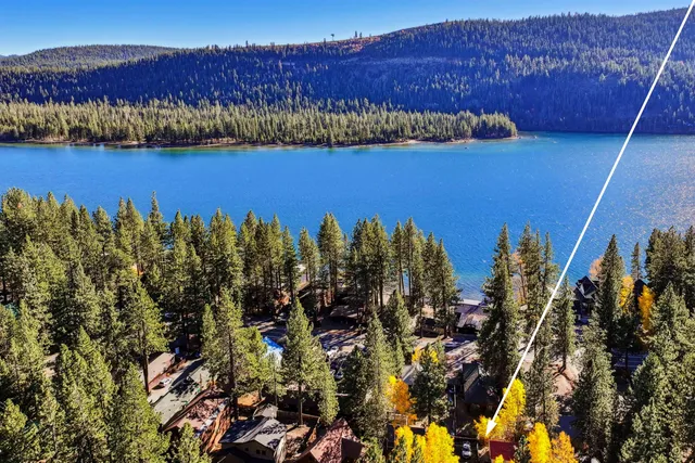 a view of a lake with a mountain in the background