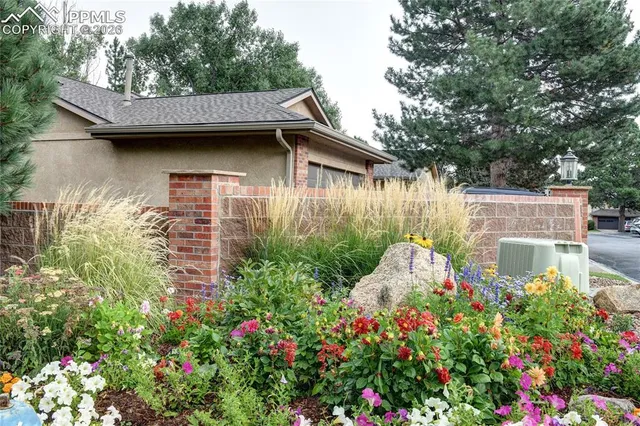 a view of a backyard with garden