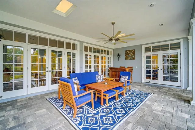 a view of a lake with a city