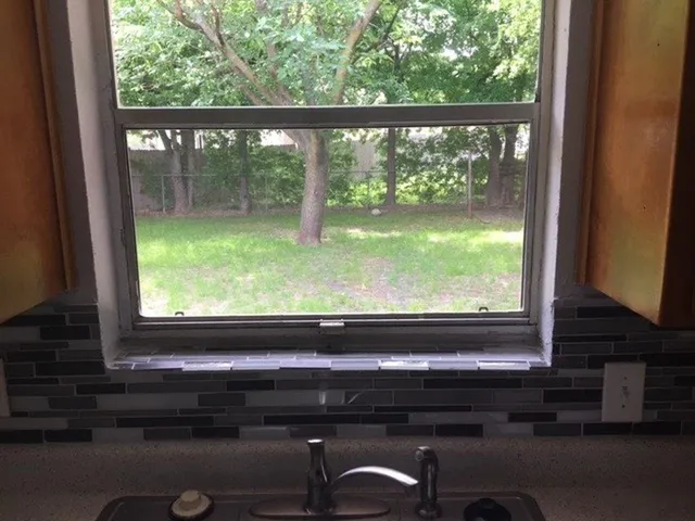 a view of a yard from a window