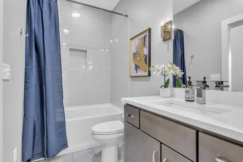 a view of a lake with a city