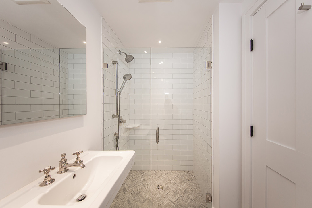 16 Somerset Road Nantucket, MA 02554 - Photo 23 of 30 a bathroom with a sink a shower and a mirror