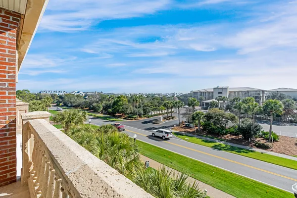a view of a city from a balcony