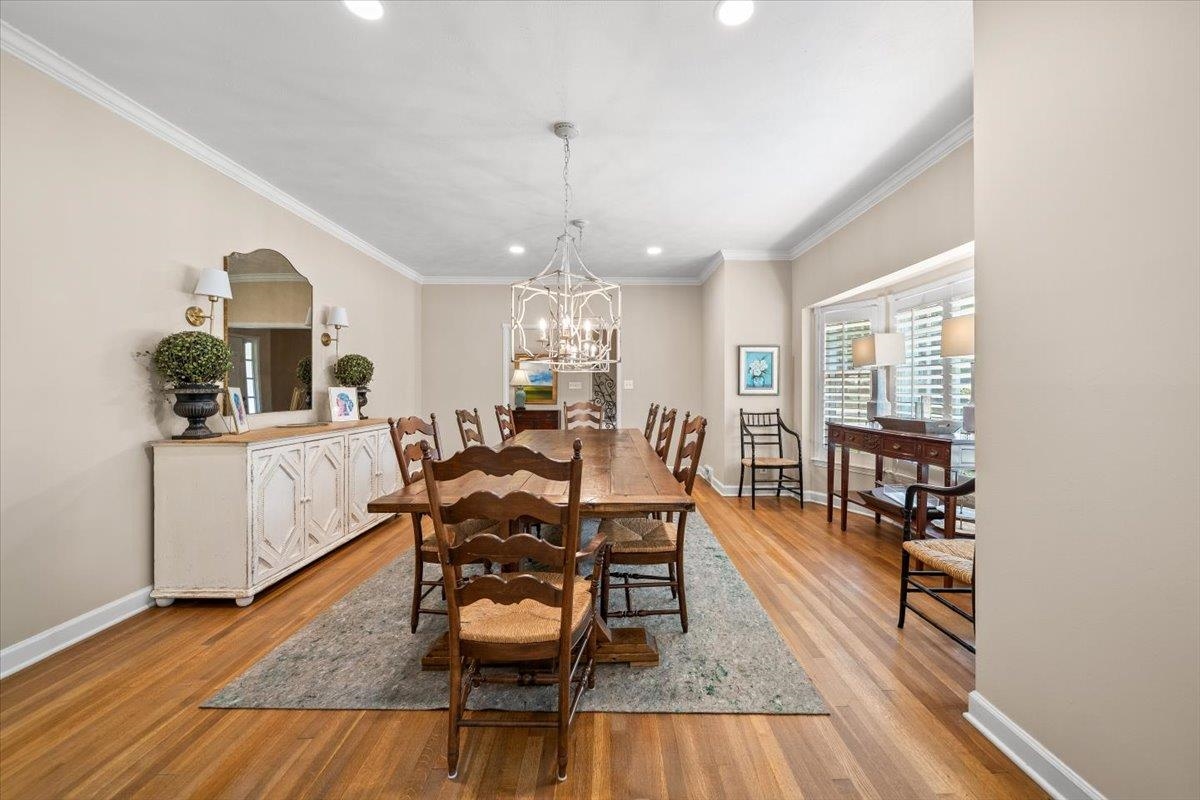 1273 Brookfield Road Memphis, TN 38119 - Photo 8 of 40 Spacious dining room featuring a decorative chandelier, recessed lighting, and hardwood flooring