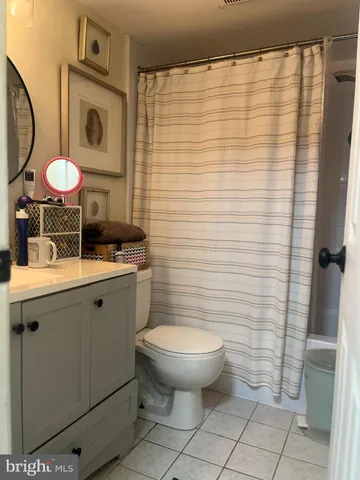 a bathroom with a sink a toilet a mirror and shower curtain