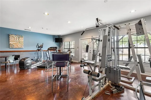 a view of a room with gym equipment