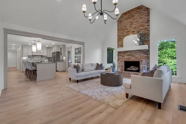 a bathroom with a double vanity sink and mirror
