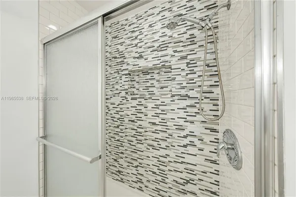 a bathroom with a shower