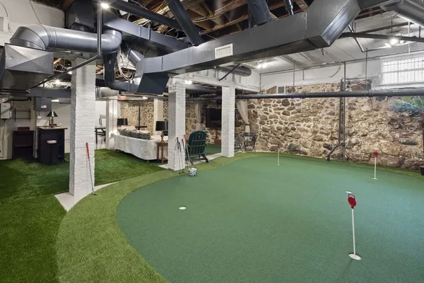 a view of a porch of a house with a patio