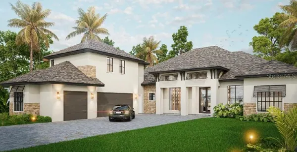 a front view of a house with a garden and plants