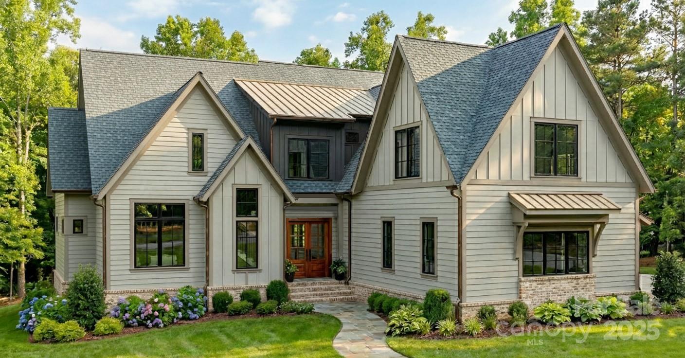 a view of a house with garden and plants