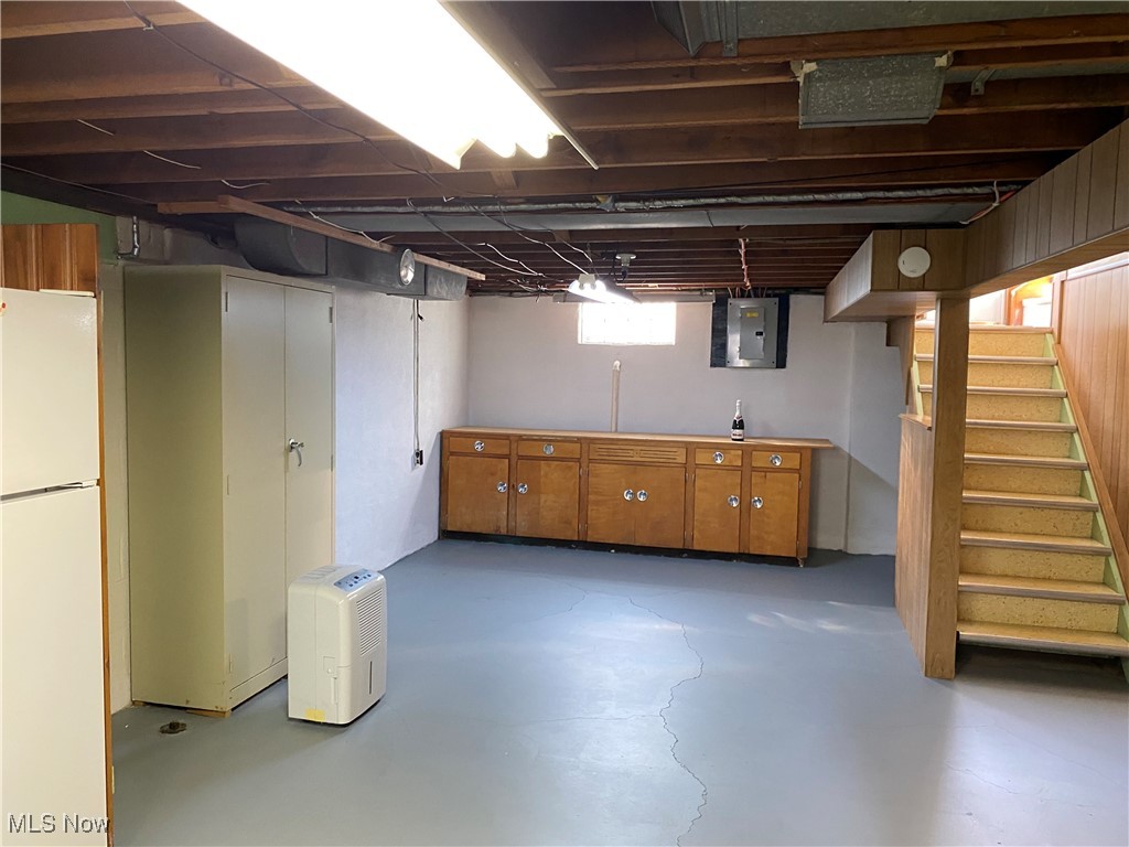 421 Omar Street Struthers, OH 44471 - Photo 20 of 31 Basement with electric panel and white refrigerator