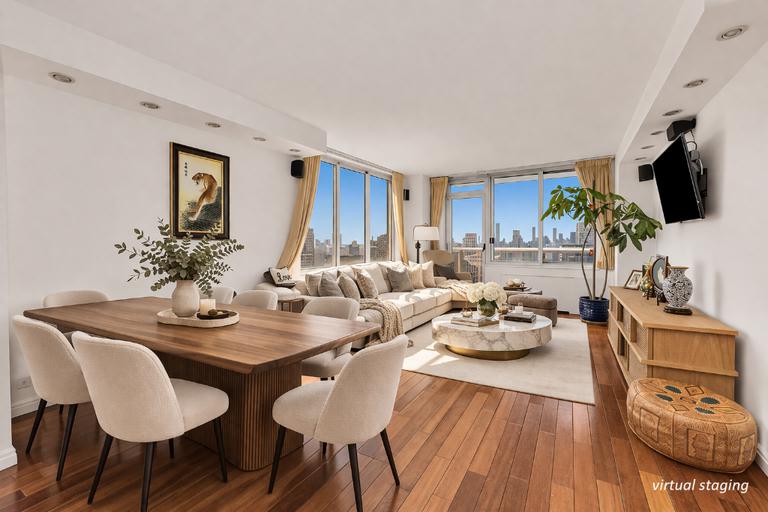 200 East 89th Street, Unit 37D Manhattan, NY 10128 - Photo 4 of 35 a dining room with furniture and wooden floor