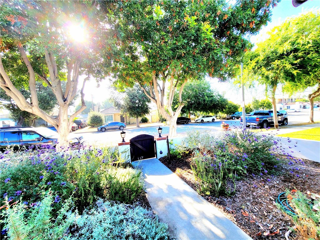 2427 Pine Avenue Long Beach, CA 90806 - Photo 6 of 24 a view of a garden with lawn chairs under an umbrella