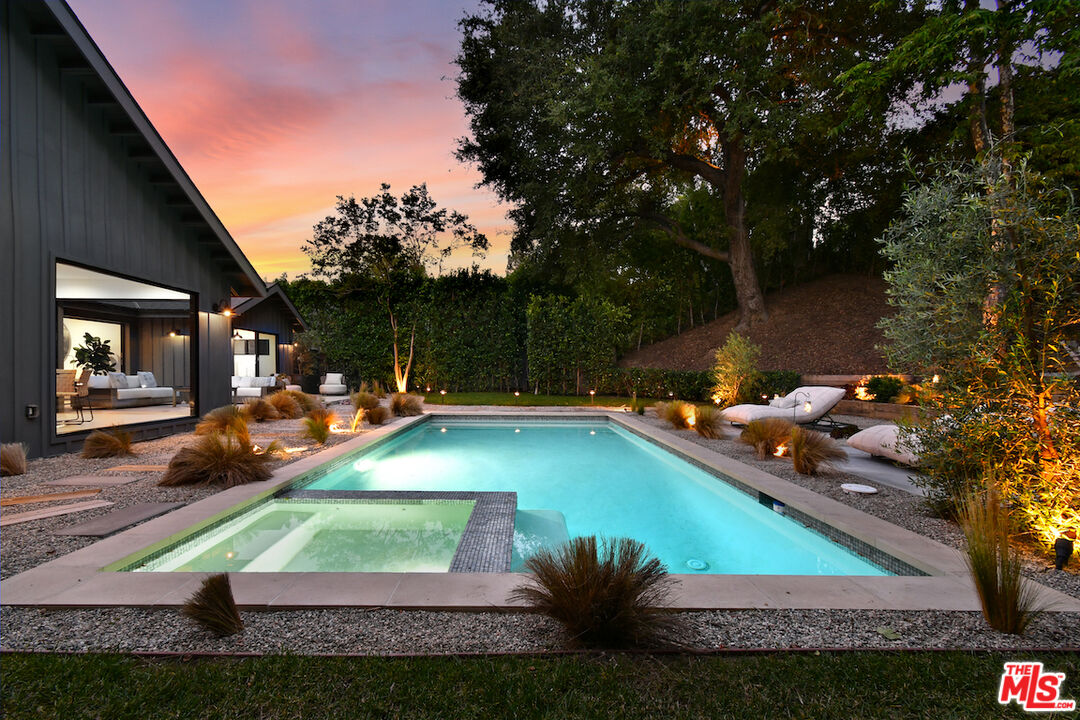 3721 Woodcliff Road Sherman Oaks, CA 91403 - Photo 31 of 35 a view of yard with swimming pool and patio