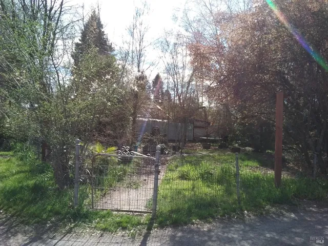 a backyard of a house with lots of green space
