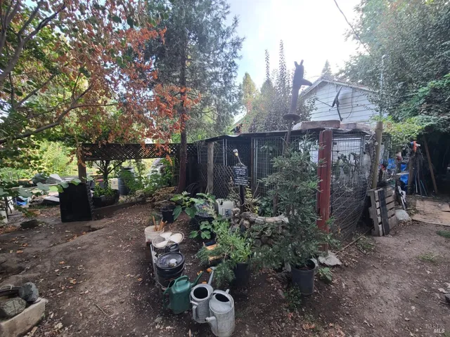 a backyard of a house with lots of green space