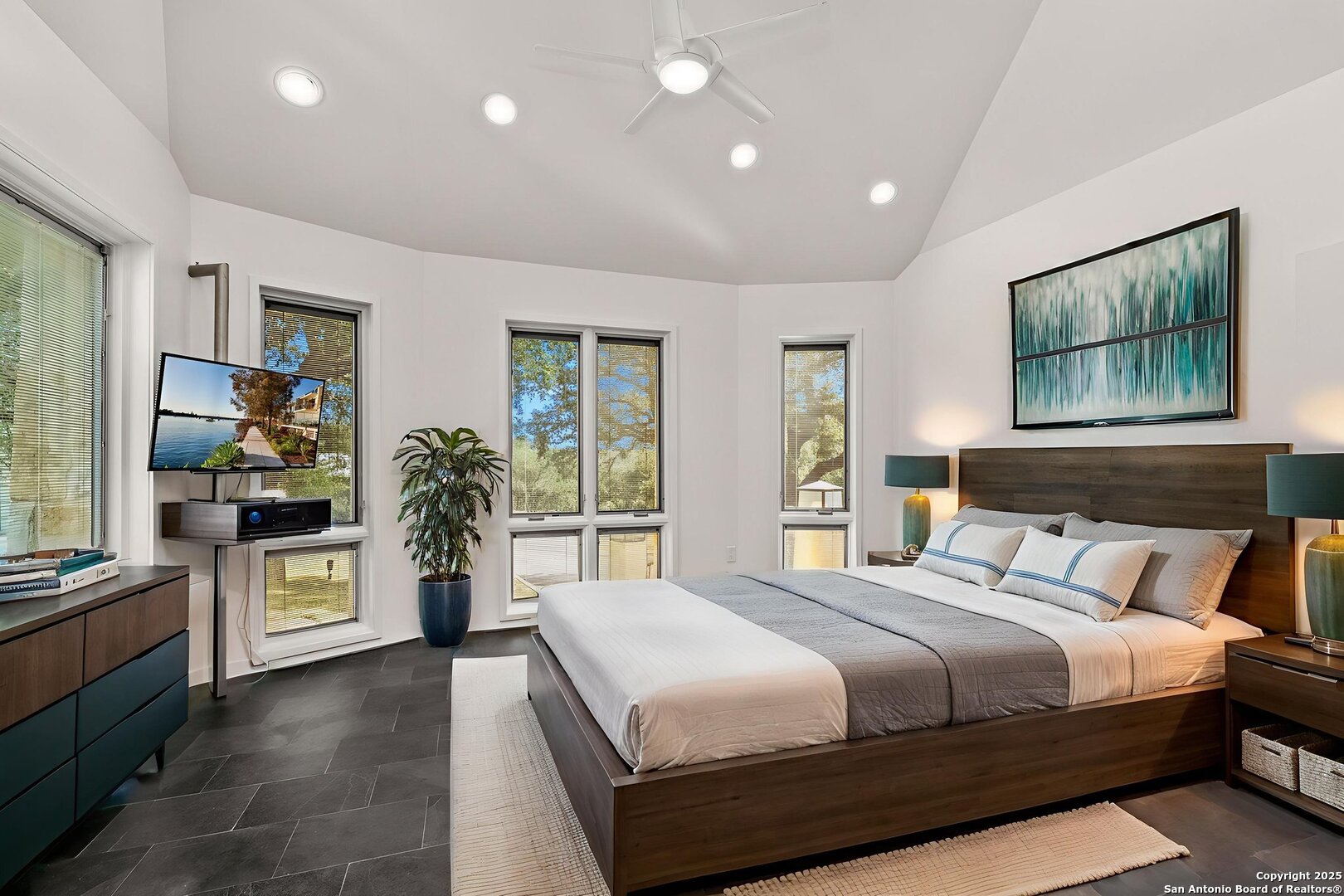 117 Clear Spring Drive Boerne, TX 78006 - Photo 45 of 54 a bedroom with a large bed and a potted plant