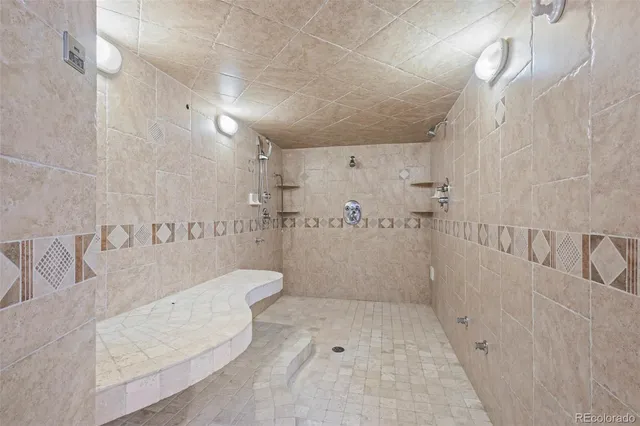 a view of a backyard with large trees