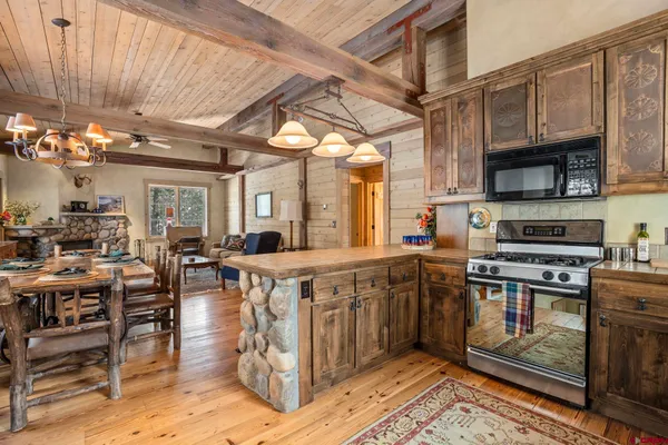 a kitchen with lots of counter top space