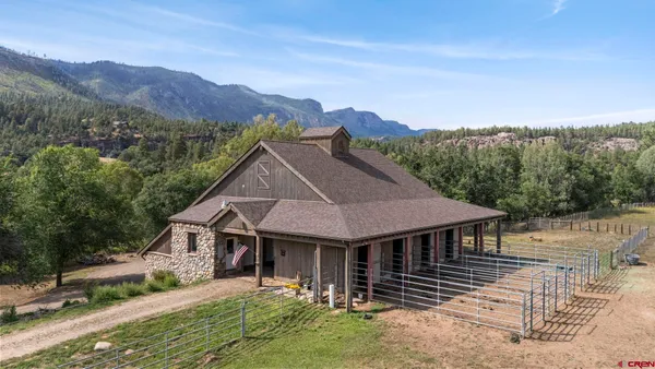 an aerial view of a house