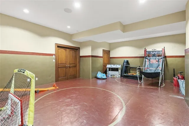 a view of a chairs in a room