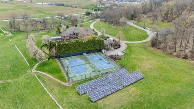 a view of a two chairs in the garden
