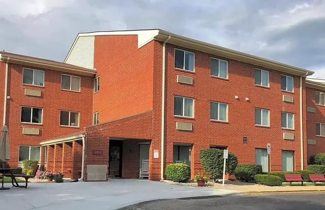 a front view of a building